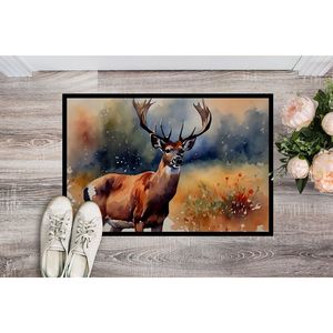 Paillasson antidérapant au design cerf Tapis d'entrée intérieur/extérieur lavable 24H X 36W Tapis de porte avant à poils bas - Product Image 2