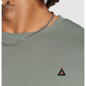 T-shirts pour hommes en coton lourd noir 260 g/m² de haute qualité, coupe ample, avec broderie 3D personnalisée - Product Image 3
