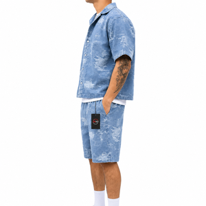 Ensemble short en jean premium pour homme – Tissu durable, chemise élégante et short assorti, coupe confortable, idéal pour l'été - Product Image 5
