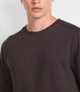 เสื้อสเวตเชิ้ตผู้ชาย คอกลม แขนยาว ทรงปกติ สีเทาล้วน ลำลอง ระบายอากาศได้ดี พิมพ์ลาย ผ้าฝ้าย 100% เป็นมิตรกับสิ่งแวดล้อม แขนเสื้อแบบแร็กแลน - Product Image 6