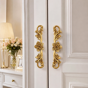 Luxury Solid Brass Floral Cabinet Handle Antique Gold Wardrobe Door Pull Decorative Furniture Hardware Drawer Knob Manufacturer - Product Image 4