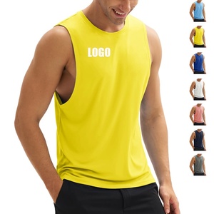Camiseta Deportiva Personalizada con Logotipo para Hombre, de Poliéster/Algodón, de Secado Rápido, con Diseño sin Mangas y Estampado por Transferencia de Calor - Product Image 1