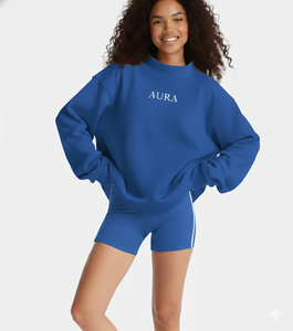 Sweat-shirt en molleton brodé à col montant pour femme, coupe oversize, couleur unie, design moderne, confortable, manches longues, tissu épais de haute qualité - Product Image 5