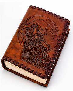 Diario Hecho a Mano de Cuero Genuino con Diseño de Lobo |   Cuaderno Vintage con Grabado en Relieve |   Diario de Viaje Rústico, Cuaderno de Bocetos, Regalo - Product Image 2