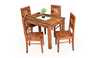 Ensemble de table à manger en bois massif 4 places, table rectangulaire en bois et chaises, finition naturelle, table à manger de cuisine pour la maison - Product Image 2