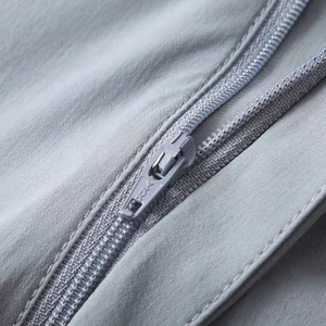 <b>Men's</b> Light Gray Quick Dry Bermuda <b>Shorts</b> With <b>Zip</b> <b>Pockets</b> Casual Sport Style Mid Waist Elastic Closure - Product Image 5