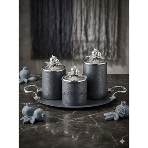 Best Selling High Grade Gold Plated Stainless Steel Hammered Texture Kitchenware Food Spices Storage Home Decor <b>Canisters</b> <b>Set</b> - Product Image 2