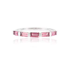 18K <b>Gold</b> Topaz and <b>Opal</b> Baguette Cut Dainty Wedding Band <b>Ring</b> - Product Image 2