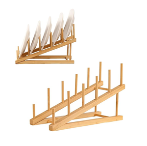 Étagère à assiettes en bois, égouttoir à vaisselle en bois, support de rangement pour assiettes et tasses en bois, organisateur de vaisselle en bois - Product Image 3