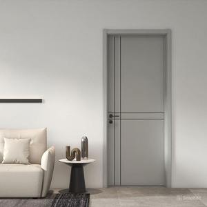 Portes d'entrée creuses en composite bois-PVC (WPC) anti-fissuration, étanches, style mi-siècle, écologiques pour maisons, appartements et villas - Product Image 1