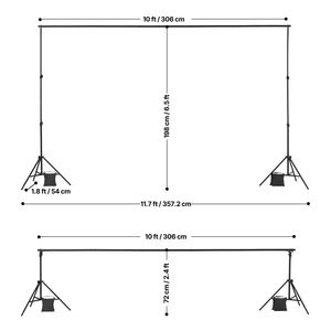 Supporto Portatile Regolabile per Sfondo Fotografico 6,5 x 10 Piedi, Kit con 5 Barre Trasversali, Supporto Resistente per Sfondi - Product Image 4
