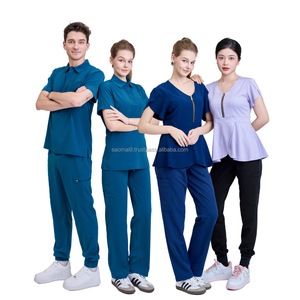 Ensemble d'uniformes médicaux de qualité supérieure, col montant, manches courtes, motifs imprimés, uniformes de santé communautaire OEM/ODM - Échantillon gratuit - Product Image 2