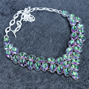 Increíble Collar de Topacio Místico Arcoíris, Joyería de Plata de Ley 925, Collar Hecho a Mano con Electroformado, Regalo para Mujer - Product Image 3