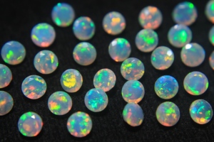 Multi Color 4mm Faceted Natural Ethiopian Opal Gemstone <b>Round</b> Cut with Color Play for Jewelry Making by Hasnain Gems - Product Image 3