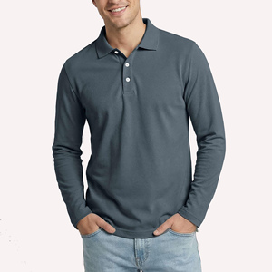 Camiseta Polo de Manga Larga para Hombre, Precio Bajo, Corte Ajustado, Color Sólido, Suave, Elástica, Transpirable, Ligera, Informal, para Uso Diario, Cuello Clásico - Product Image 3