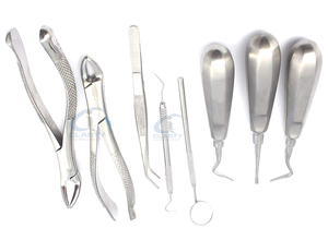 Ensemble d'instruments chirurgicaux dentaires en acier inoxydable, poignée ergonomique, outils manuels, classe I, plateau bleu, certifié CE - Product Image 6