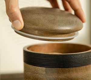 Creative Low MOQ Handmade Candid Concave Cylindrical Wooden Container <b>Jar</b> <b>Large</b> Manufacturer Wholesaler - Product Image 3