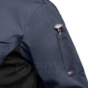 Veste de chef à manches longues avec boutons, anti-taches, respirante, légère, en polyester/coton, tenue culinaire, équipement de travail professionnel pour la cuisine - Product Image 5