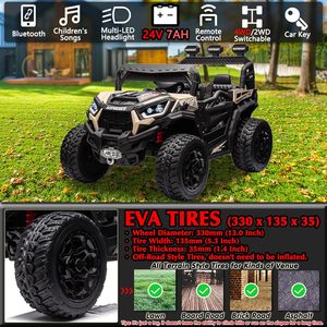 Voitures électriques pour enfants 24V, jouets à piles 7Ah avec télécommande, modes de conduite 2WD/4WD, UTV enfant - Product Image 2