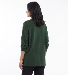 Camisetas de Algodón Jersey Bordadas de Manga Larga y Cuello Alto para Mujer al por Mayor, Estilo Deportivo Holgado, Estilo Urbano - Product Image 4