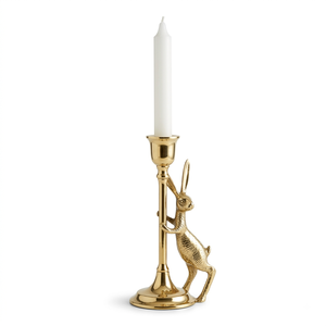 Support de bougie en laiton de qualité supérieure en forme de lapin, porte-bougie conique, décoration d'intérieur au design animalier, centre de table de mariage, cadeau - Product Image 1