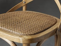 Tabouret de bar moderne en teck massif avec dossier croisé et rotin naturel tressé, résistant à l'eau, pour extérieur, bar à domicile, salle à manger, restaurant, salon