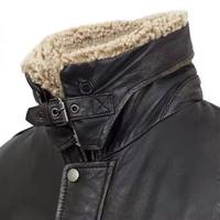 Veste en cuir véritable avec boutons pression et fermeture éclair, col en fourrure réglable, veste en cuir élégante pour l'hiver avec poches zippées, service OEM/ODM