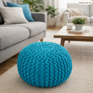 Modern Crochet Pouf Ottoman Purple Fabric Soft Round <b>Stool</b> Living Room Furniture Home Decor Scandinavian Style - Product Image 2