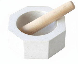 Juego de Mortero y Pilón de Piedra Blanca Premium, Diseño Hexagonal, Molinillo Manual de Especias, Utensilio de Cocina - Product Image 4
