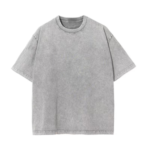 T-shirt Homme Oversize Personnalisé en Coton Épais, Style Vintage Délavé à l'Acide, Col Rond, Manches Courtes, Streetwear - Product Image 1