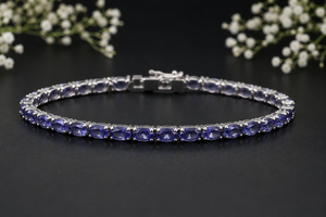 Colour Mountain 7.5 Inch Natural Iolite Tennis <b>Bracelet</b> 925 Sterling Silver White Gold Plated Luxury Jewelry Wholesale - Product Image 2