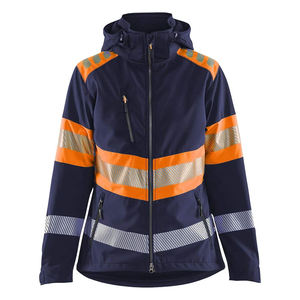 <b>High</b> <b>Visibility</b> Waterproof Safety <b>Softshell</b> <b>Jacket</b> Reflective Strips Hood for Unisex CE Certified Needle Detection Construction - Product Image 1