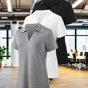 Camisas de Trabajo para Mujer al Por Mayor, Estilo Vintage, Cuello Alto, Corte Ajustado, Algodón Transpirable de Secado Rápido - Product Image 2