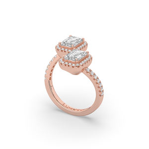 Anillo de diamante cultivado en laboratorio con corte brillante esmeralda de 2.40 quilates, oro de 14K, ligero, único, moderno, joyería de boda para ella. - Product Image 5