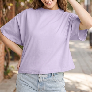 Camiseta Básica de Algodón Mezclado para Mujer, Corte Corto, Oversize, Casual de Verano, Precio al por Mayor, Personalizable, Cuello Redondo - Product Image 6