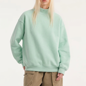 Sweat-shirt à col montant pour femme en molleton de coton épais, coupe ample, avec patch graphique tissé et finition délavée, marque privée - Product Image 5