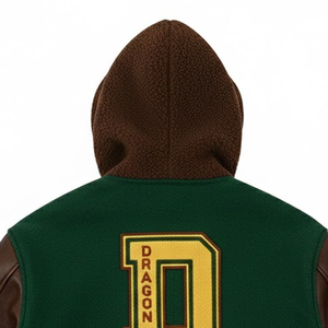 Wool Body Genuine <b>Leather</b> Sleeves <b>Winter</b> Wear Men Hooded Varsity <b>Jacket</b> High Quality Chenille Embroidery Letterman Man <b>Jackets</b> - Product Image 6