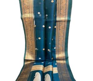 Sari de seda de algodón estampado/Sari de seda de algodón bordado/Sari de seda de algodón de diseñador Sari de seda de algodón ligero - Product Image 3