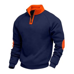 Sweat-shirt à col montant pour homme, coupe classique, manches raglan, couleur unie, en molleton, décontracté, pour l'automne, design tricoté - Product Image 2