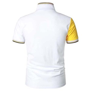 Polo à manches courtes pour homme, tissu tricoté décontracté, color-block blanc, marine, jaune - Product Image 5