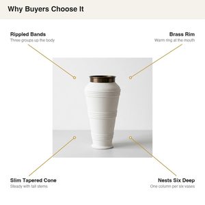 Handmade Iron Ripple Floor Vase 24 cm <b>Chalk</b> Brass WB Inc Living Room Decorative for Home Hotel Wedding Table Gift - Product Image 5