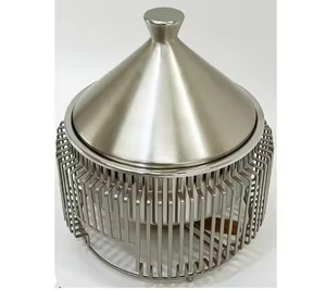 Plat de cuisson moderne de luxe en acier inoxydable, chauffe-plats isolé, revêtement émaillé, poignée en bois durable et écologique, compatible tous feux - Product Image 3