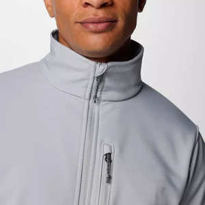 Chaqueta de Forro Polar Gris Claro para Hombre, Cuello Alto, Cierre de Cremallera, Resistente al Viento, Informal, para Otoño, Corte Regular, Color Sólido, Exterior de Poliéster - Product Image 6