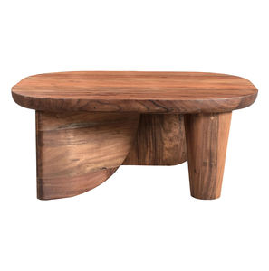 Diseño Escultural Único, Madera de Acacia Sólida, Bordes Curvos, Tablero de 2 Pulgadas de Grosor, Acabado Natural, Mesa de Centro de Lujo para Sala de Estar - Product Image 1