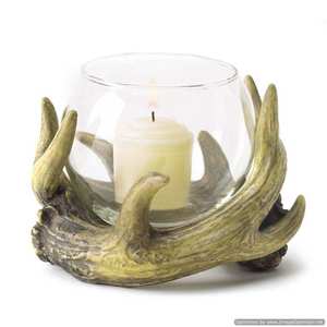 Support de bougie en métal nickelé en forme de bois de cerf avec verre transparent, finition argentée, style antique brillant, en vente - Product Image 4