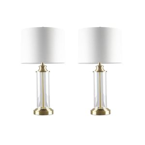 Set di 2 Lampade da Tavolo Cilindriche in Vetro Trasparente, Elegante Illuminazione per Arredamento Casa - Product Image 6