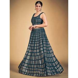 Lehenga Choli de Georgette Bordado en Azul Turquesa para Boda - Product Image 6