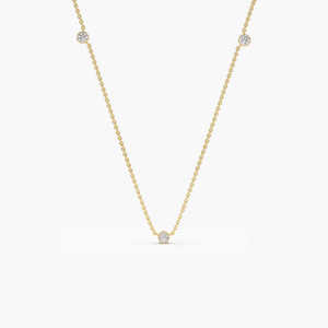 Collar de Diamantes Naturales de 0.19Ct con Engaste de Bisel, Collar de Diamantes Naturales en Oro Puro de 14K, Collar Minimalista Simétrico - Product Image 3