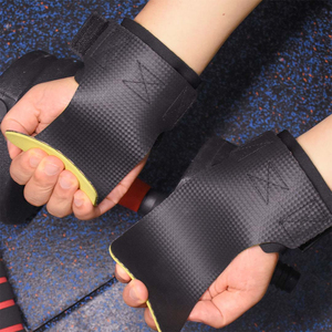 Poignées de paume réglables en néoprène jaunes avec sangle de maintien noire pour l'exercice, en cuir réglable - Product Image 6