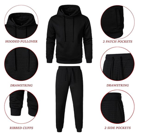 Conjunto de Sudadera con Capucha y Pantalones Deportivos de Felpa Naranja para Hombre, Estilo Informal, Holgado, para Invierno, Color Sólido, Transpirable, Tejido de Punto - Product Image 6